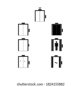 elevator set icon, lift set icon white color icon