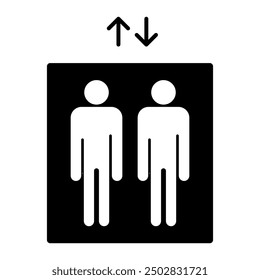 Elevator sign vector, Vector graphic simple flat black illustration for web and app on white background..eps