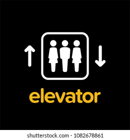 Elevator Sign Vector Illustration with Up and Down Arrows