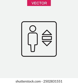 Aufzug Zeichen Vektor , einfache Illustration lineare Illustration für Web und App auf weißem Hintergrund..eps