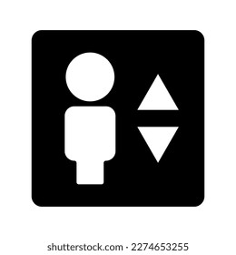 Elevator silhouette sign. Elevator equipment guide. Vector.