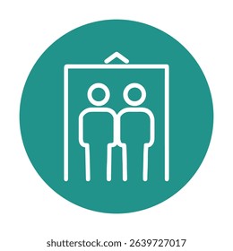 Elevator symbol features two stick figures. Icon symbol illustration