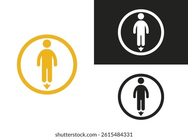 Elevator Symbol Person Descending Icon vector illustration