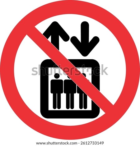 elevator symbol with a prohibition sign, indicating that the use of the elevator is not allowed or is restricted