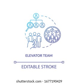 Elevator team, staff collaboration type concept icon. Workers on-demand, creative cooperation idea thin line illustration. Agency team structure. Vector isolated outline RGB color drawing