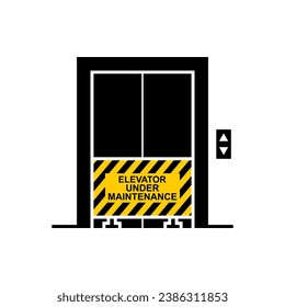 Elevator under maintenance icon and symbol. Vector illustration about safety.