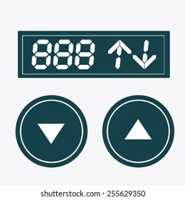 elevator, up, down, desing over, white white background, vector illustration.