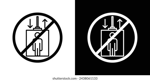 Señal de restricción de uso del elevador. Icono Que Indica Sin Acceso Al Ascensor.