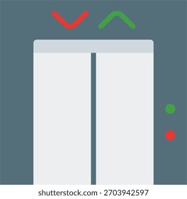 Projeto de vetor de elevador em estilo moderno, acesso ao piso do hotel e conceito de transporte de hóspedes, ilustração de instalação de construção. Ícone Simples