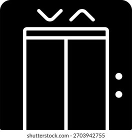 Projeto de vetor de elevador em estilo moderno, acesso ao piso do hotel e conceito de transporte de hóspedes, ilustração de instalação de construção. Ícone de Glifo