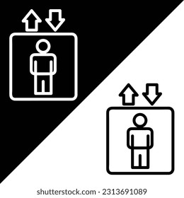 Elevator Vector icon, Outline style, isolated on white Background.