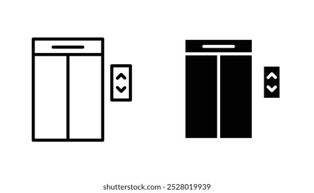 Elevator vector icon set in black and white color.