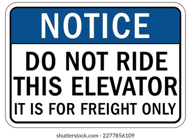 Elevator warning sign and labels