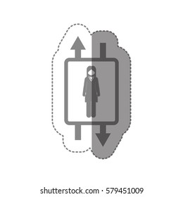 elevator with woman inside icon image, vector illustration