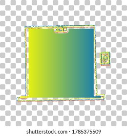 Elevators door sign. Blue to green gradient Icon with Four Roughen Contours on stylish transparent Background. Illustration.