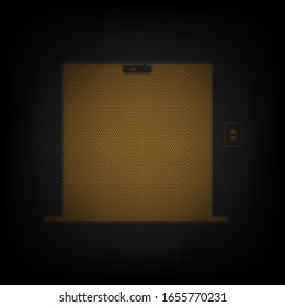 Elevators door sign. Icon as grid of small orange light bulb in darkness. Illustration.
