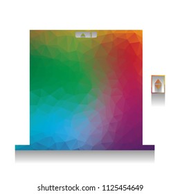 Elevators door sign. Vector. Colorful icon with bright texture of mosaic with soft shadow on white background. Isolated.