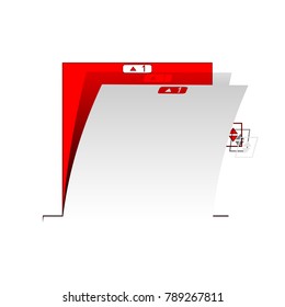 Elevators door sign. Vector. Detachable paper icon with red body stock. Isolated.