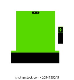 Elevators door sign. Vector. Green 3d icon with black side on white background. Isolated.