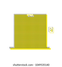 Elevators door sign. Vector. Yellow icon with square pattern duplicate at white background. Isolated.