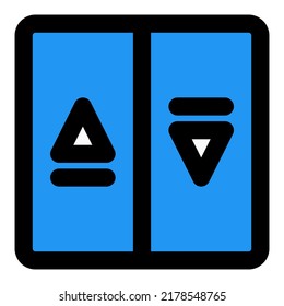 Elevators in hotel room with up and down arrow