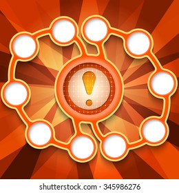 Eleven abstract circular boxes for your text and exclamation mark