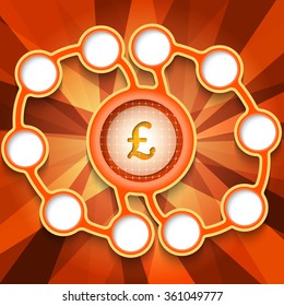 Eleven abstract circular boxes for your text and pound sterling symbol