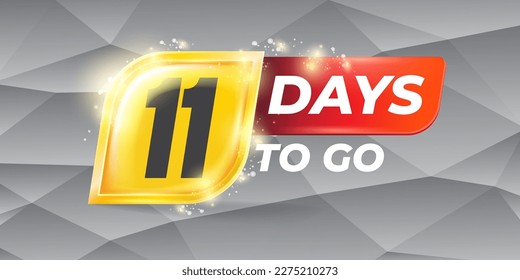 Eleven days to go countdown horizontal banner design template. 11 days to go sale announcement banner, label, sticker, icon, poster and flyer.