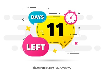 Eleven days left icon. Countdown number on abstract flow pattern. 11 days to go sign. Count offer date left bubble. Countdown timer with number. Vector