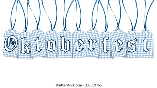 eleven hangtags with text Oktoberfest in Germany