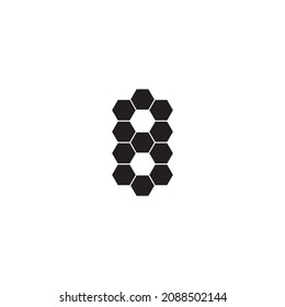eleven hexagons number 8 simple symbol logo vector