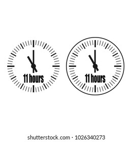 Eleven  Hours Clock on white background. Eleven o'clock. Two options.