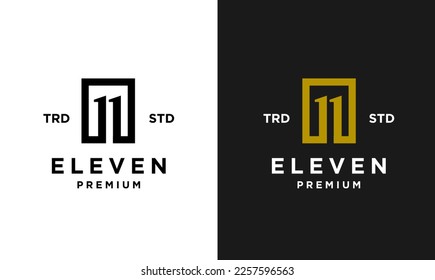 Eleven Initial number 11 icon design logo minimal template