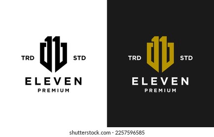 Eleven Initial number 11 icon design logo minimal template