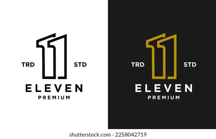 Eleven Initial number 11 icon design logo minimal template