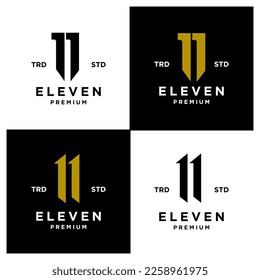 Once Número inicial 11 logotipo de diseño de iconos colección mínima de conjuntos de plantillas