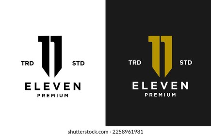 Eleven Initial number 11 icon design logo minimal template