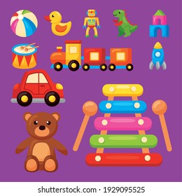 eleven kids toys set icons