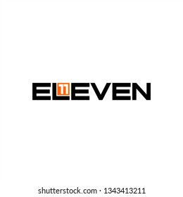 Eleven logotype, eleven hidden space, 11 negative space, eleven icon template typography, lettering 11 negative space