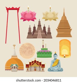 eleven loy krathong set icons