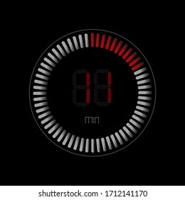 Icono de vector de cronómetro de once minutos. Reloj y reloj, temporizador, símbolo de cuenta regresiva.