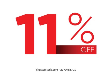 Un 11% de descuento en la tipografía vectorial. 11 por ciento fuera del vector, tipografía vectorial Eleven