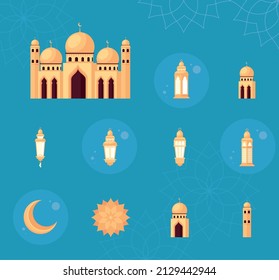 eleven ramadan kareem set icons