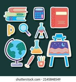 eleven school subject set icons