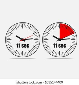 Eleven Seconds Clock on grey background. Two options.