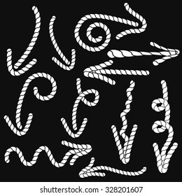 Eleven white arrows from the rope. Isolated on white background. Vector Illustration.