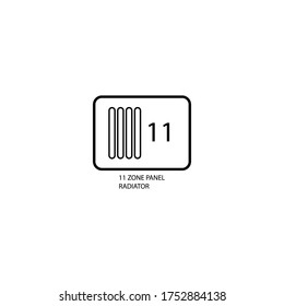 Icono del radiador del panel de zona once. Icono del panel blanco