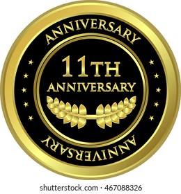 Eleventh Anniversary Black And Gold Medal 