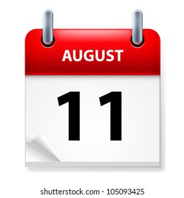 Eleventh in August Calendar icon on white background