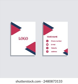 The eleventh business card design is red and blue on a white background and is in portrait form